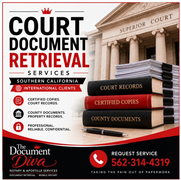 flyer for court doc retrieval services